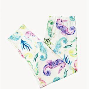 Seahorse Print Skinny Cropped Leggings Beachy sz XL/12 , NEW